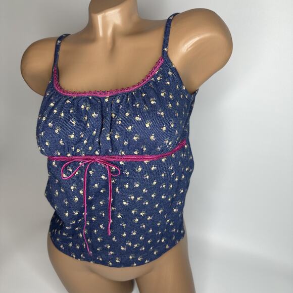 Pasta Japan Floral Lace Bow Baby Cami Tank Top XS Coquette Fairy Ditsy Floral - Picture 10 of 10